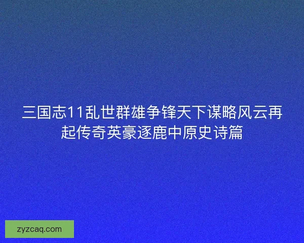 三国志11乱世群雄争锋天下谋略风云再起传奇英豪逐鹿中原史诗篇